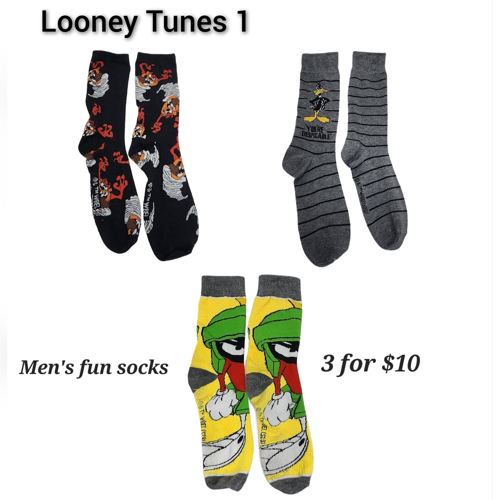 Men's fun socks - 3 for$10 - Looney Tunes 1